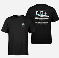 Thumbnail for Cessna Citation CJ3+ design on black double-side t-shirt, double-side print