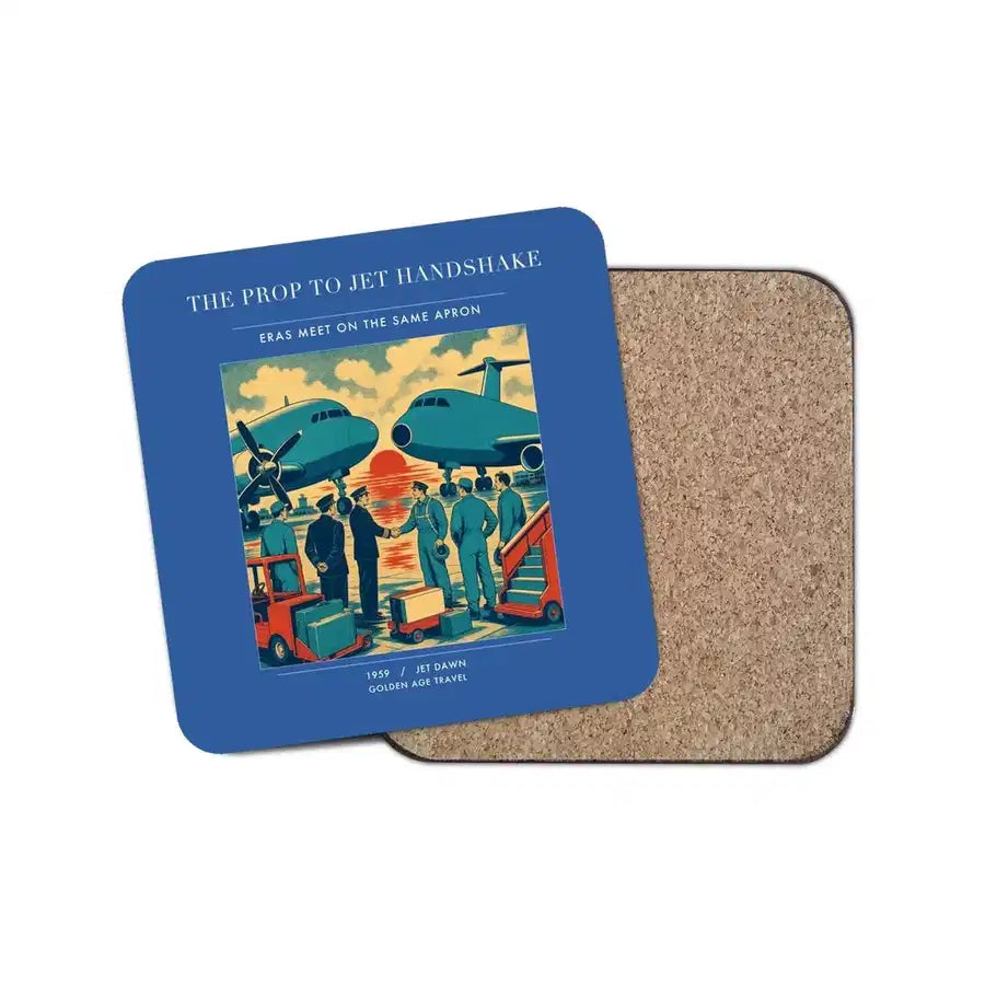 The Prop To Jet Handshake - Designed Coasters design on blue 1-piece