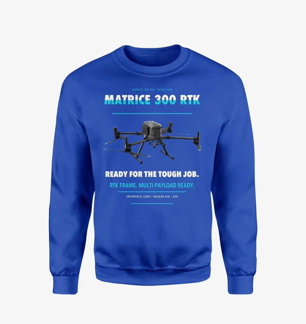 DJI Matrice 300 RTK design on blue sweatshirt