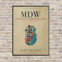 Thumbnail for Chicago Midway International Airport MDW vertical canvas print - framed - beige background