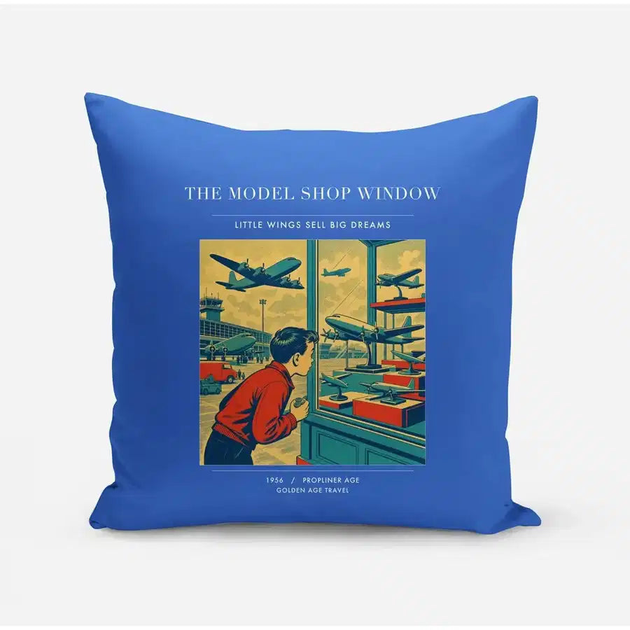 VINTAGE G4381 - The Model Shop Window - Designed Pillows design on blue