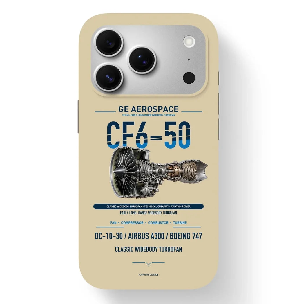 CF6-50 Case design on beige iphone case