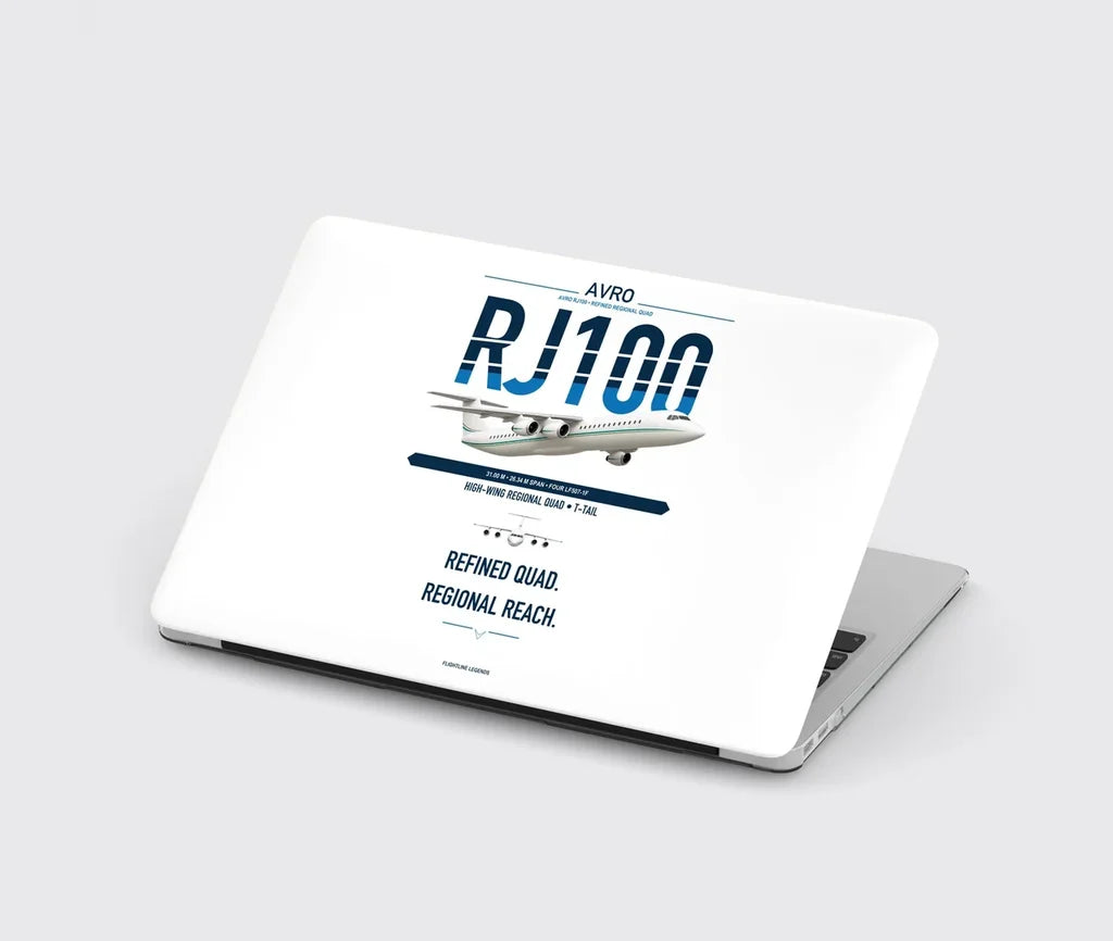 Avro RJ100 design on white MacBook case