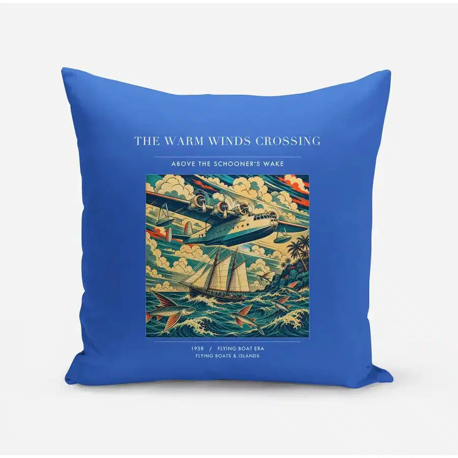VINTAGE G4067 - The Warm Winds Crossing - Designed Pillows design on blue