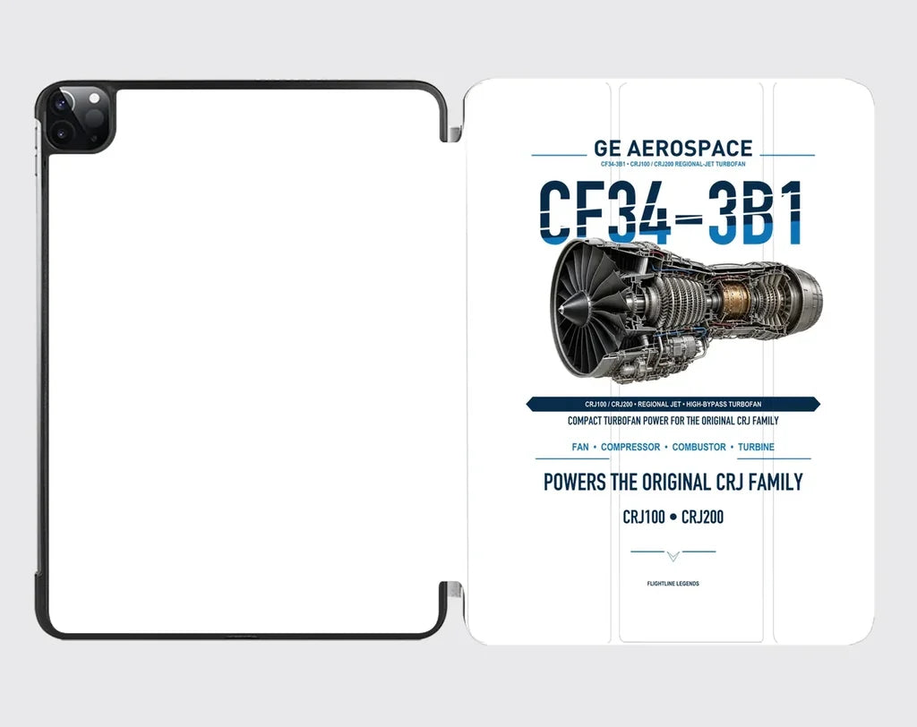 CF34-3B1 design on white ipad tablet case