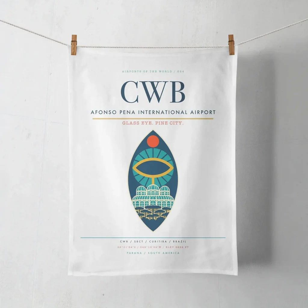 Afonso Pena International Airport (CWB) design on white towel