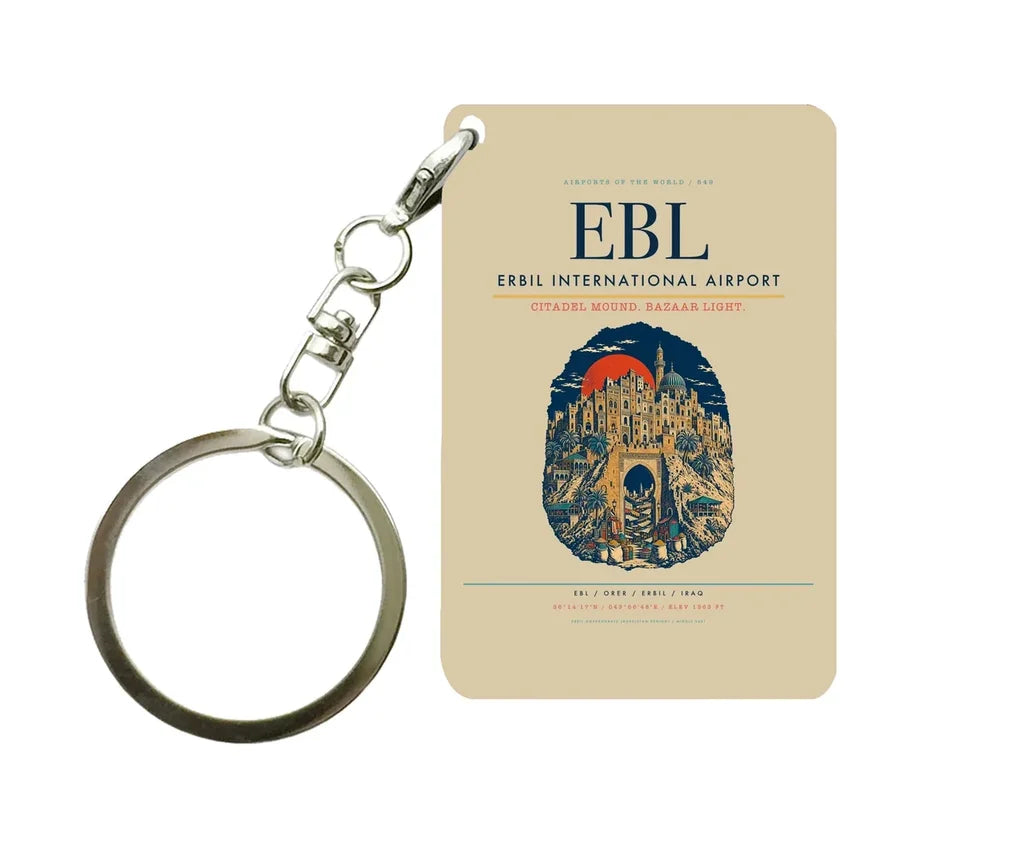 Erbil International Airport EBL Key Chain design on beige key chain