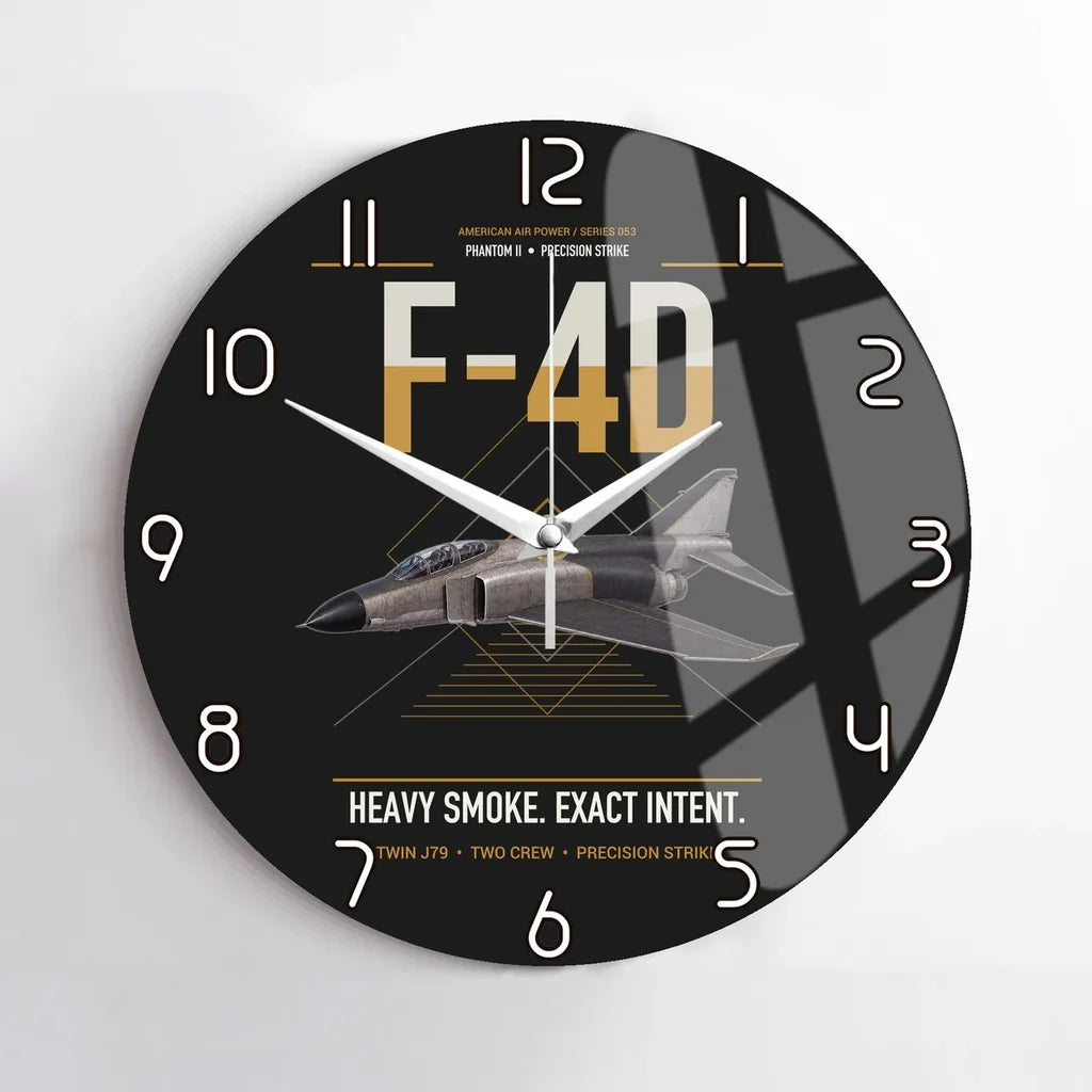 F-4D Phantom II design on black no frame wall clock