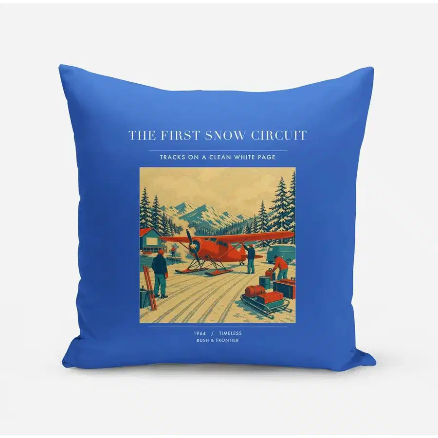 VINTAGE G4480 - The First Snow Circuit - Designed Pillows design on blue