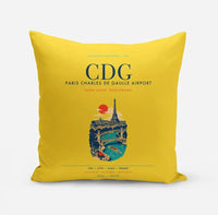 Thumbnail for Paris Charles de Gaulle Airport (CDG) design on yellow pillow