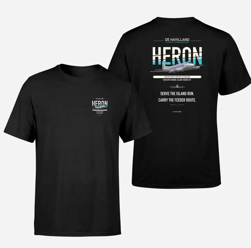 de Havilland DH.114 Heron 2D design on black t shirt