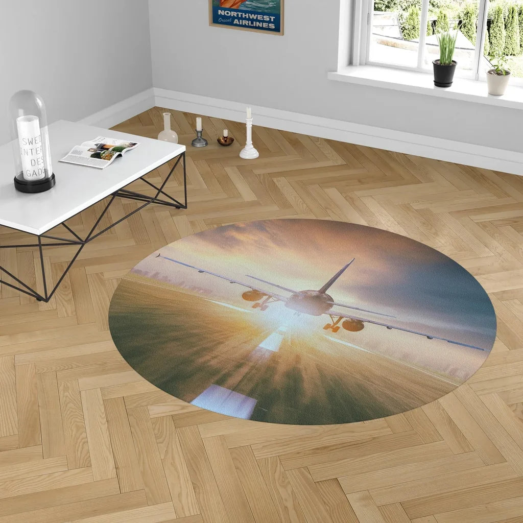 Airplane Flying Over Runway Floor Mat - view 2