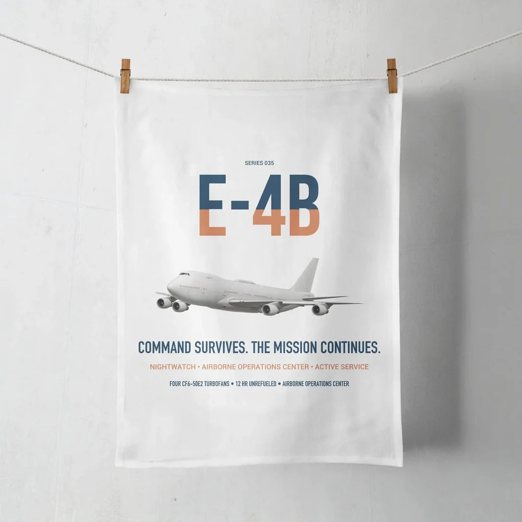 E-4B Nightwatch design on white towel