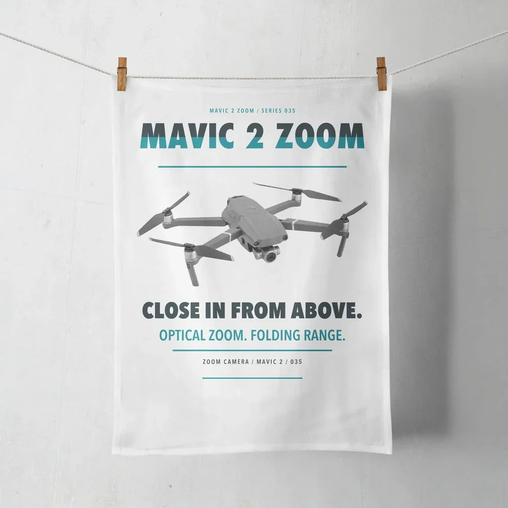 DJI Mavic 2 Zoom design on white towel