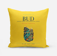 Thumbnail for Budapest Ferenc Liszt International Airport (BUD) design on yellow pillow