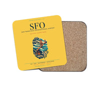 Thumbnail for San Francisco International Airport (SFO) design on yellow 1 piece coaster