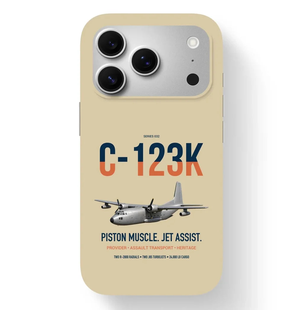 C-123K Provider design on beige magsafe iphone case, for iPhone 17 Pro