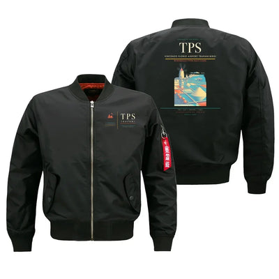 Vincenzo Florio Airport Trapani-Birgi (TPS) design on black bomber jacket