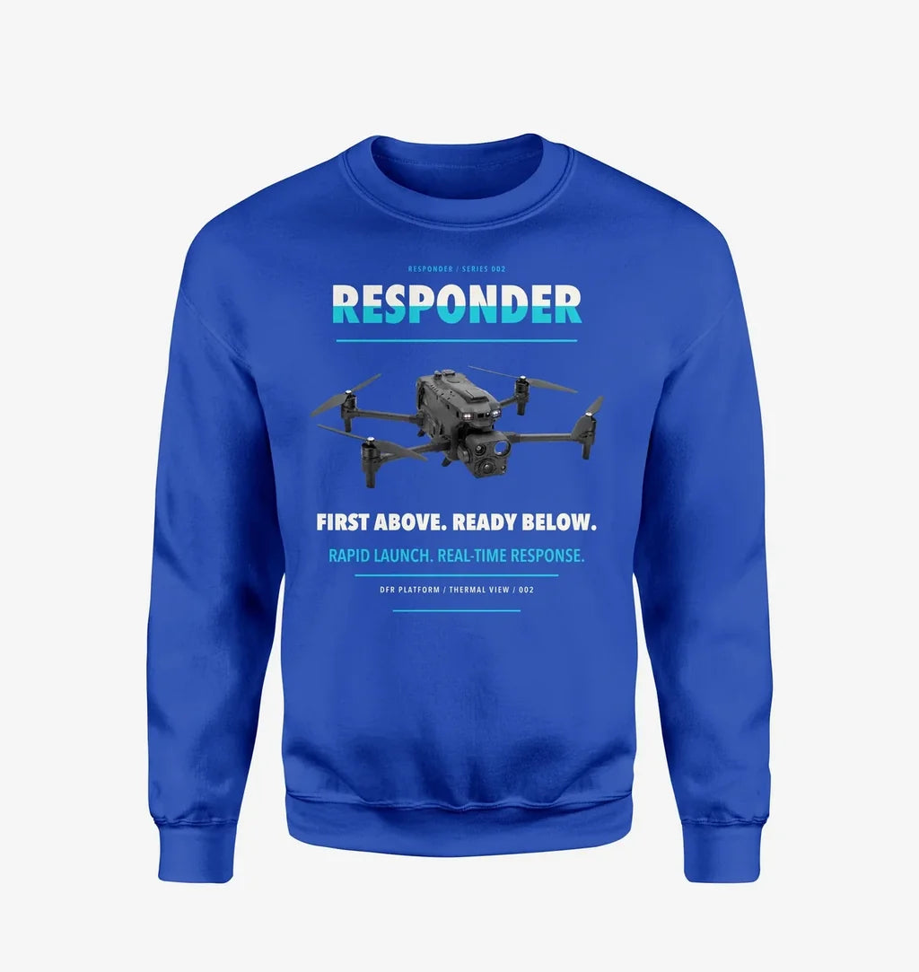 BRINC Responder design on blue sweatshirt