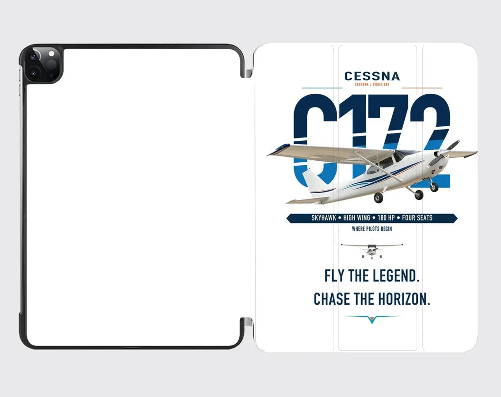 Cessna 172 Skyhawk design on white ipad tablet case