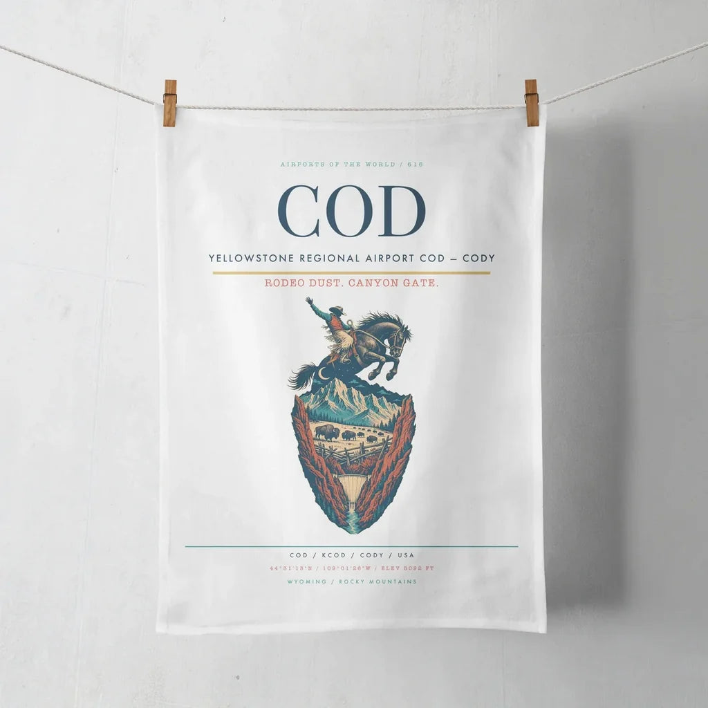 Yellowstone Regional Airport (COD) design on white towel