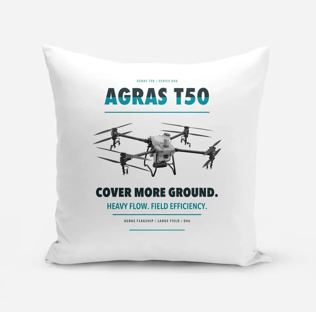 DJI Agras T50 design on white pillow