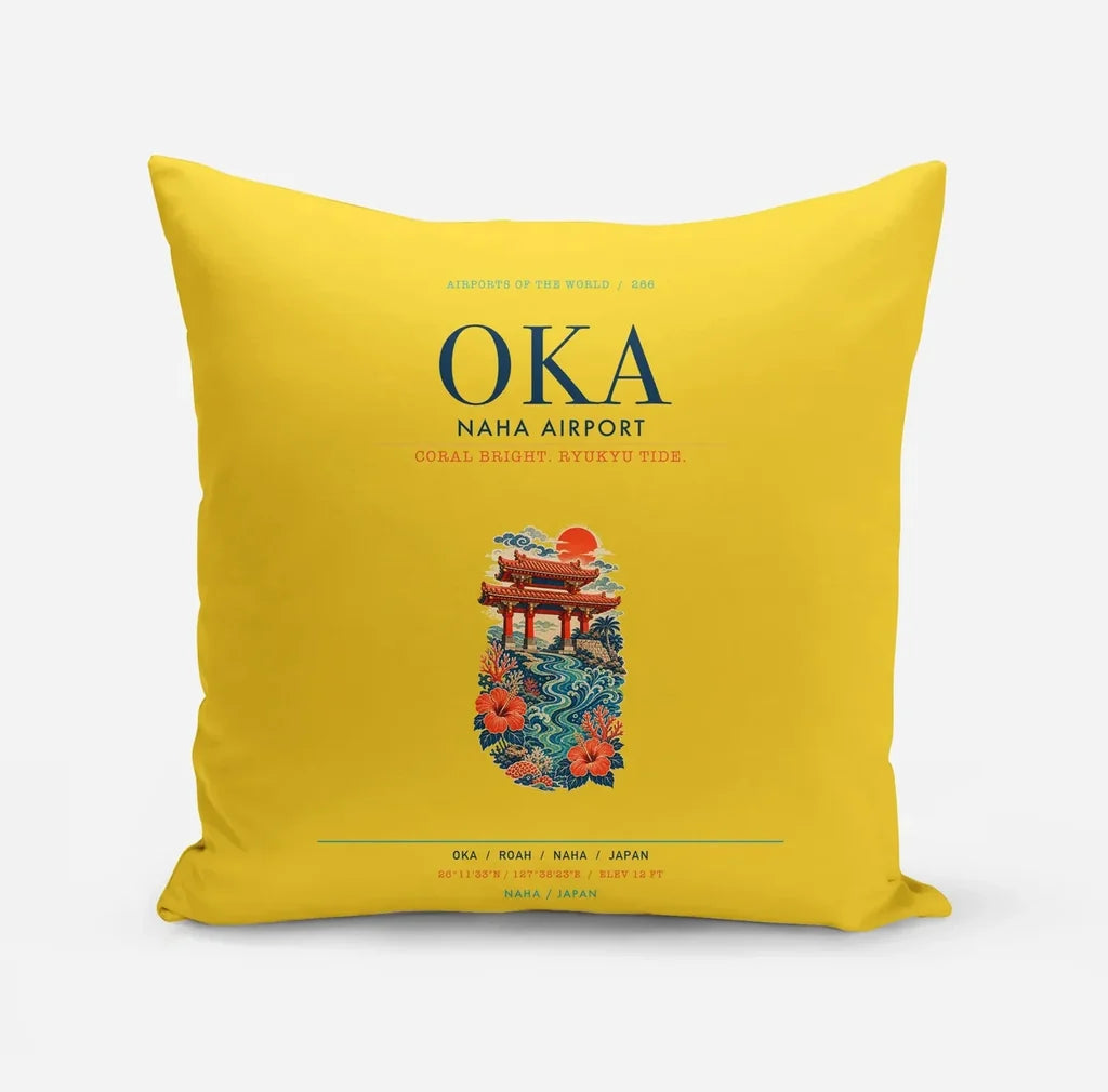 Naha Airport (OKA) design on yellow pillow