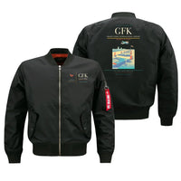 Thumbnail for Grand Forks International Airport (GFK) design on black bomber jacket