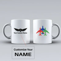 Thumbnail for Colourful 3 Airplanes Ceramic White aviation design on ceramic mug, premium ceramic with glazed finish.