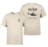 Thumbnail for Boeing AH-64E Apache Guardian design on beige t-shirt, double-side print