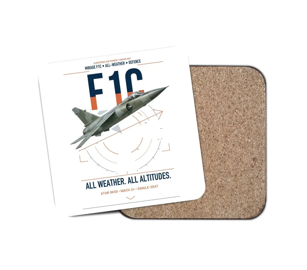 Dassault Mirage F1C design on white 1 piece coaster