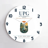 Thumbnail for Sultan Hasanuddin Airport (UPG) design on white no frame wall clock