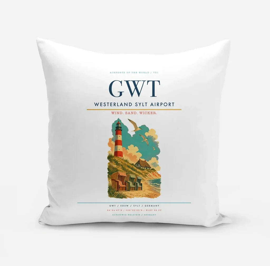 Westerland Sylt Airport (GWT) design on white pillow