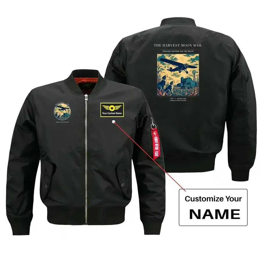 VINTAGE G4479 - The Harvest Moon Mail - Bomber Jacket design on black+name