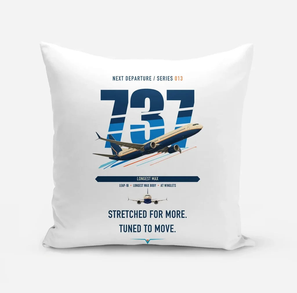 Boeing 737 MAX 10 design on white pillow