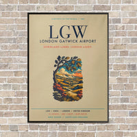 Thumbnail for London Gatwick Airport LGW vertical canvas print - framed - beige background