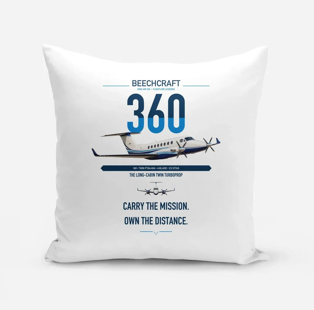 Beechcraft King Air 360 design on white pillow