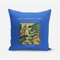 Thumbnail for VINTAGE G4155 - The Sorting Cabin - Designed Pillows design on blue