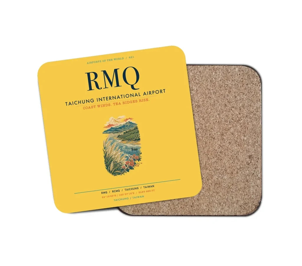 Taichung International Airport (RMQ) design on yellow 1 piece coaster