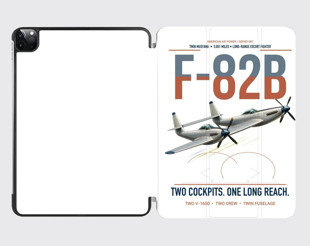 F-82B Twin Mustang design on white ipad tablet case