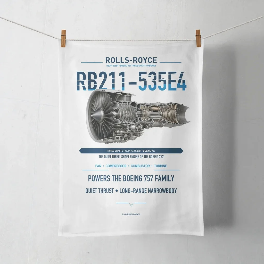 RB211-535E4 design on white towel