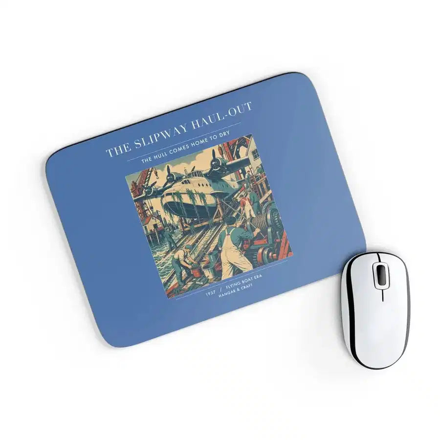 VINTAGE G4440 - The Slipway Haul-Out - Designed Mouse Pads design on blue rectangle