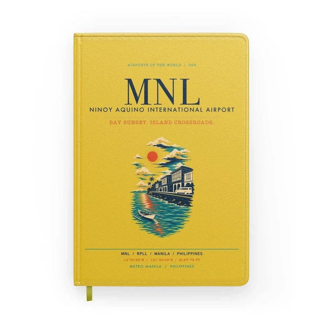 Manila Ninoy Aquino International Airport (MNL) design on yellow notebook