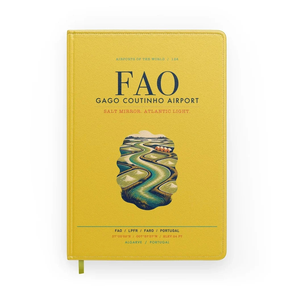 Gago Coutinho Airport Faro (FAO) design on yellow notebook
