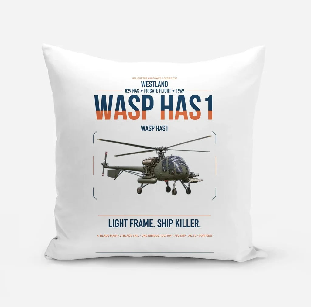 Westland Wasp HAS1 design on white pillow
