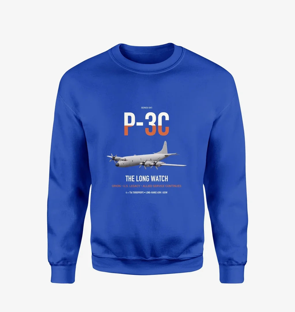 P-3C Orion design on blue sweatshirt