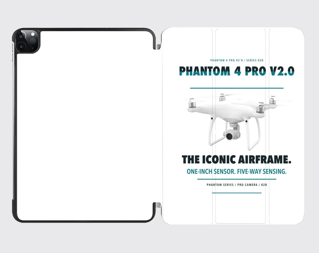 DJI Phantom 4 Pro V2.0 design on white ipad tablet case
