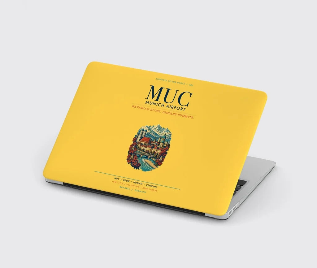Munich Airport (MUC) design on yellow MacBook case