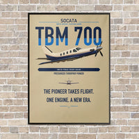 Thumbnail for Socata TBM 700 vertical canvas print - framed - beige background