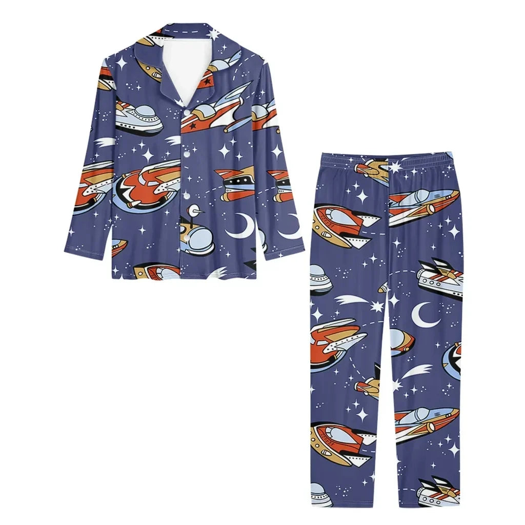 Spaceship & Stars men button pajamas - view 2